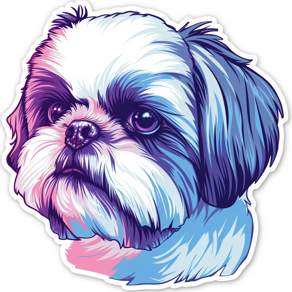 Adorable Shih Tzu Dog Expressive surreal Vinyl Decal Sticker for Car, Laptop, Tumbler and more # F018490