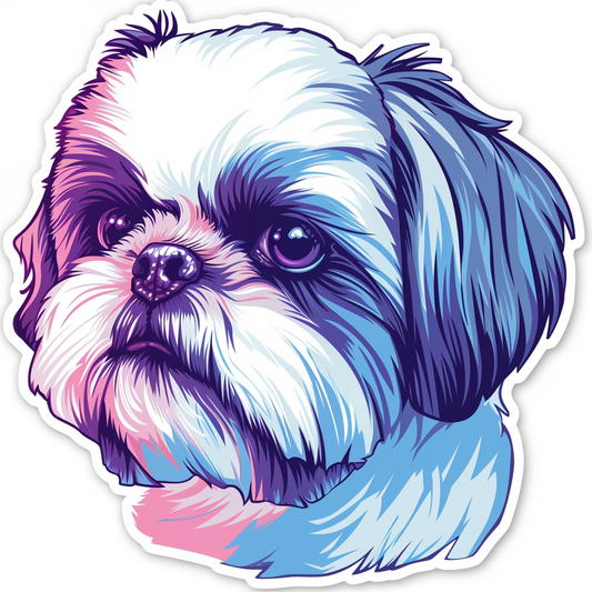 Adorable Shih Tzu Dog Expressive surreal Vinyl Decal Sticker for Car, Laptop, Tumbler and more # F018490