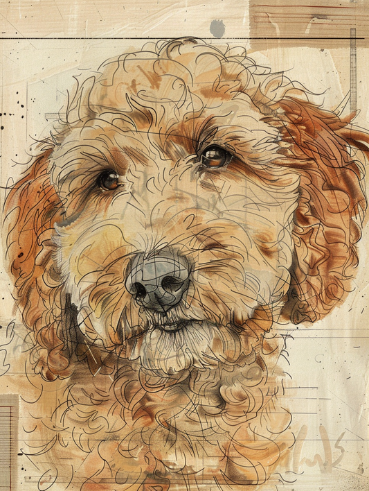 Poster of Goldendoodle dog Expressive surreal Poster # F024264