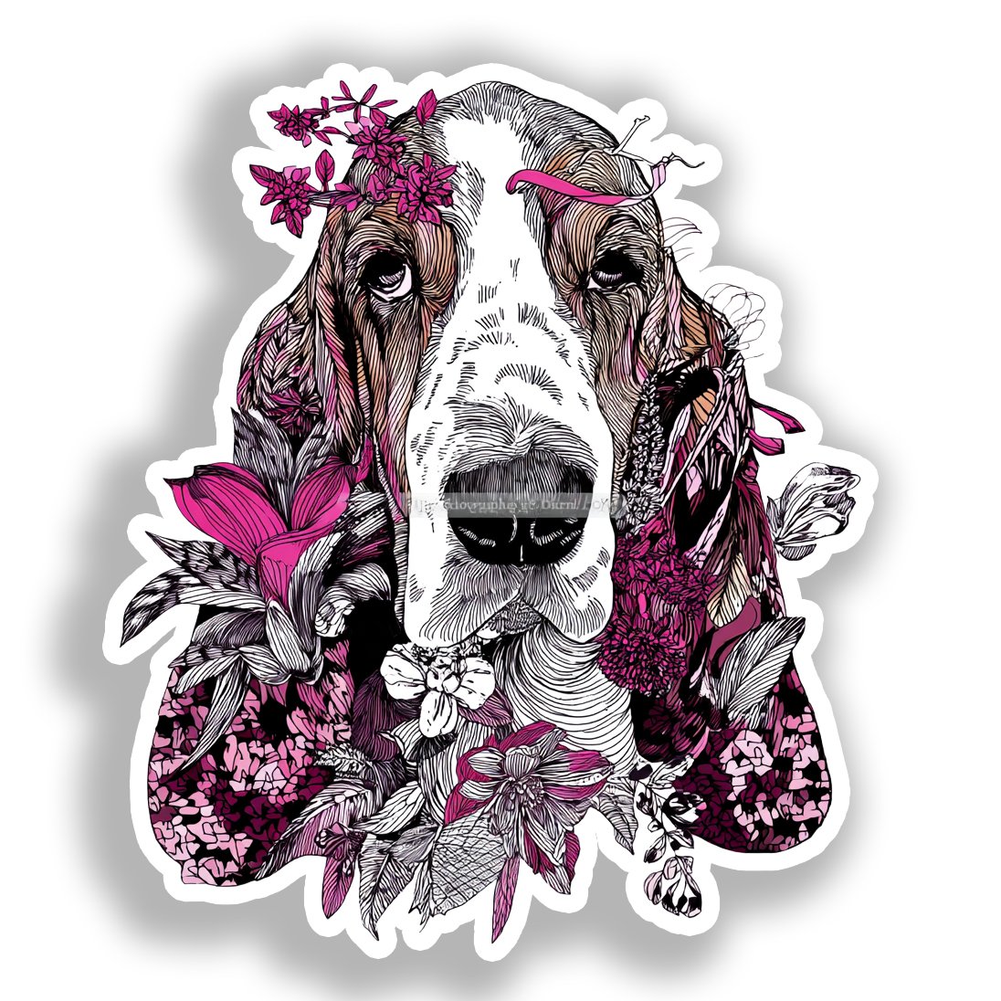 Basset Hound Dog Vinyl Decal Sticker for Car, Laptop, Tumbler and more # A018659-4" x 4"