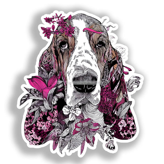 Basset Hound Dog Vinyl Decal Sticker for Car, Laptop, Tumbler and more # A018659-4" x 4"