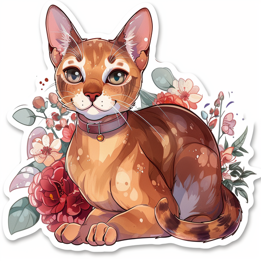 Abyssinian Cat astronaut majestic Expressive surreal Vinyl Decal Sticker for Car, Laptop, Tumbler and more # F021287-4" x 4"