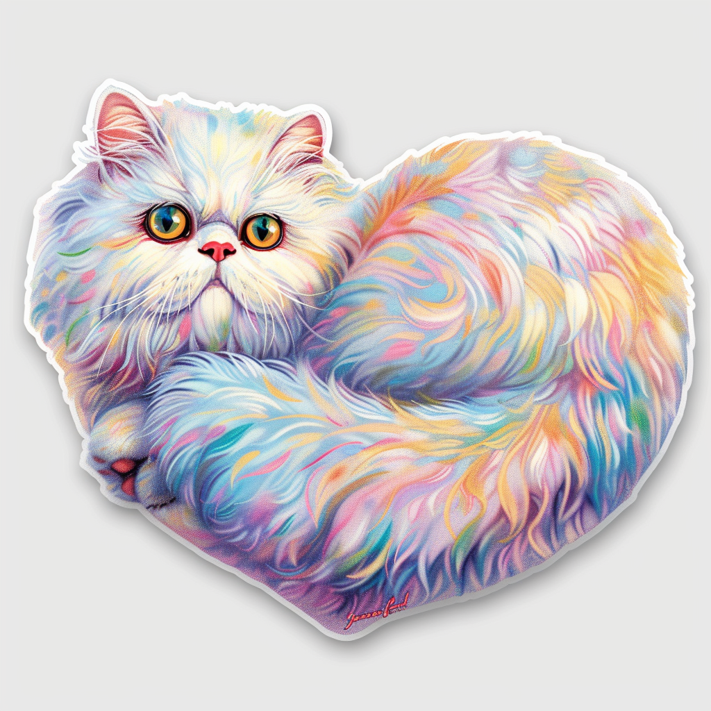 Sticker of a Persian Cat Expressive surreal Vinyl Decal Sticker for Car, Laptop, Tumbler and more # F016418