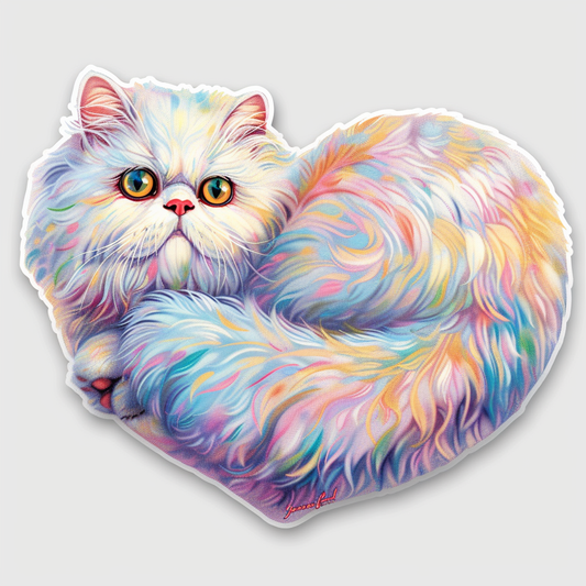 Sticker of a Persian Cat Expressive surreal Vinyl Decal Sticker for Car, Laptop, Tumbler and more # F016418