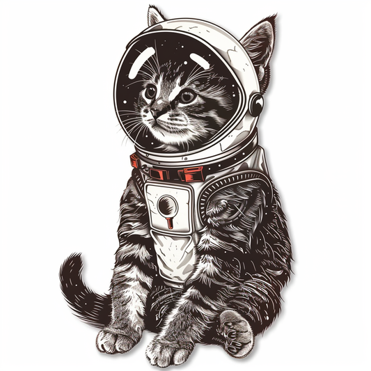 American Shorthair Cat astronaut Expressive surreal Vinyl Decal Sticker for Car, Laptop, Tumbler and more # F019803-4" x 4"