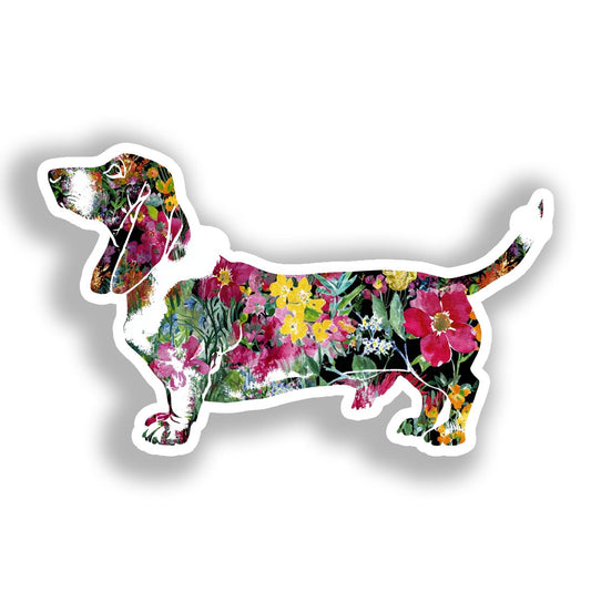 Basset Hound Dog Vinyl Decal Sticker for Car, Laptop, Tumbler and more # A018687-4" x 4"