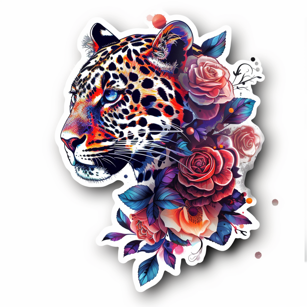 Leopard majestic Expressive surreal Vinyl Decal Sticker for Car, Laptop, Tumbler and more # F022604
