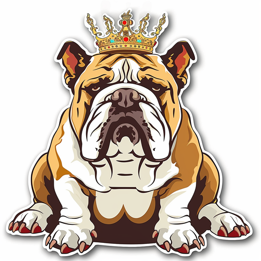 Bulldog Dog crowned majestic Expressive surreal Vinyl Decal Sticker for Car, Laptop, Tumbler and more # F017325