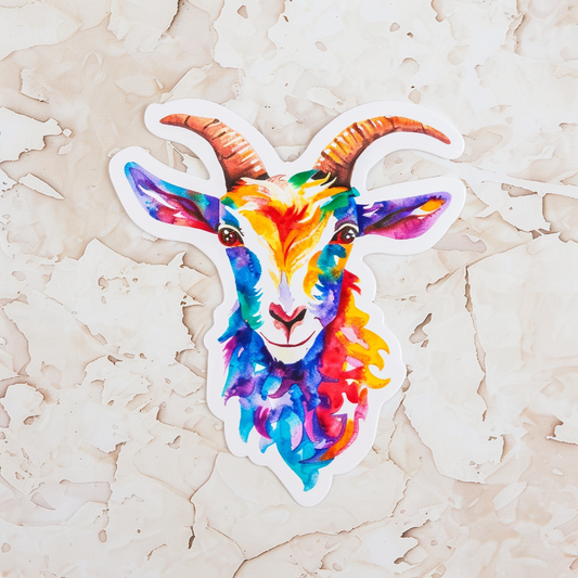 Goat majestic Expressive surreal Vinyl Decal Sticker for Car, Laptop, Tumbler and more # F020623-4" x 4"
