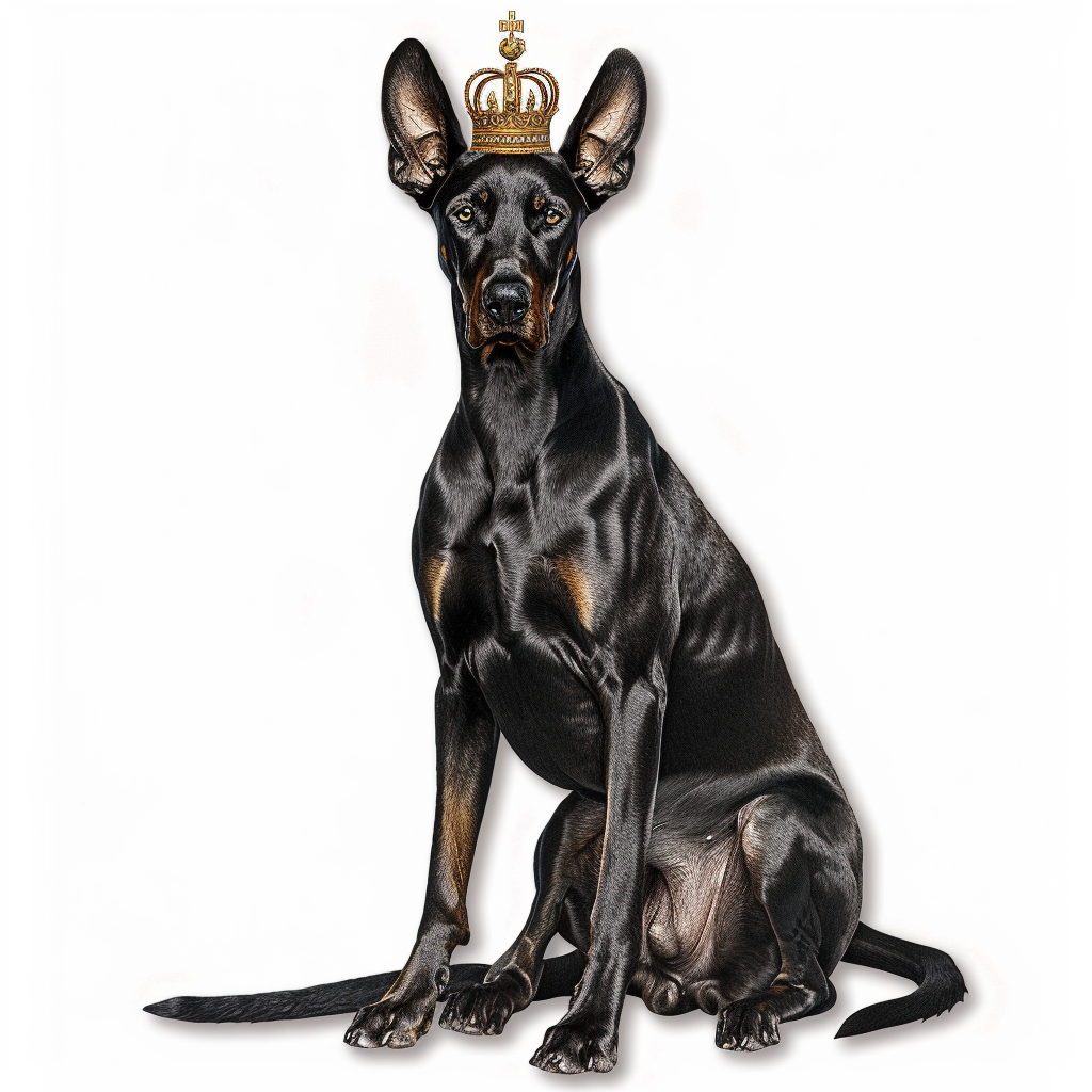 Doberman Pinscher Dog crowned Expressive surreal Vinyl Decal Sticker for Car, Laptop, Tumbler and more # F019351