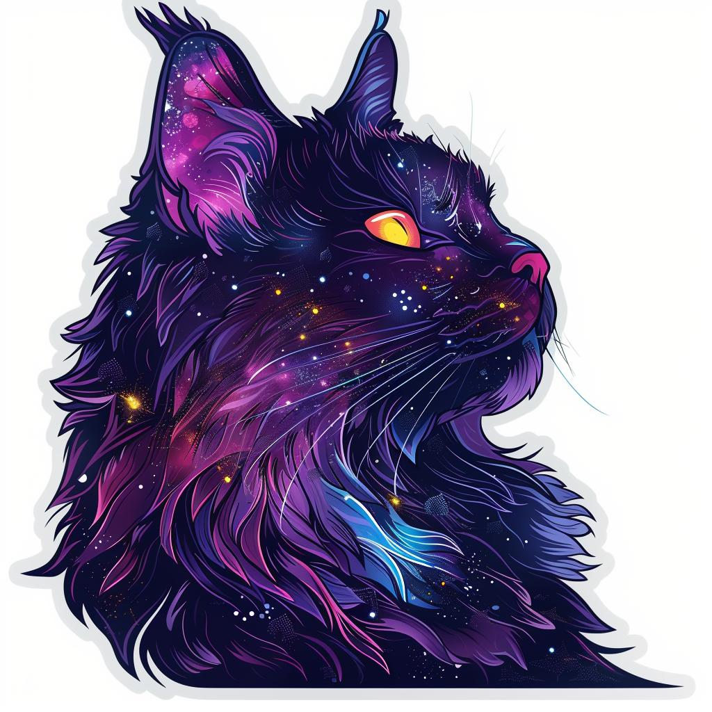 Sticker of a Maine Coon Cat cyber punk majestic Expressive surreal Vinyl Decal Sticker for Car, Laptop, Tumbler and more # F015242