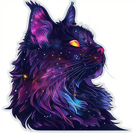 Sticker of a Maine Coon Cat cyber punk majestic Expressive surreal Vinyl Decal Sticker for Car, Laptop, Tumbler and more # F015242