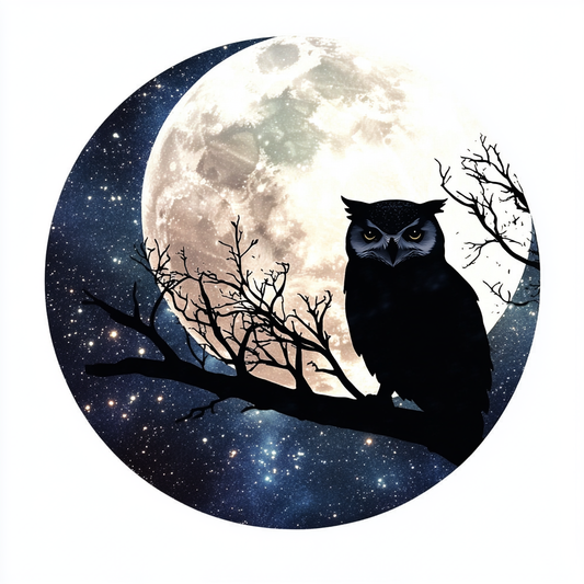 Owl Moon and Stars Vinyl Decal Sticker for Car, Laptop, Tumbler and more # F025700