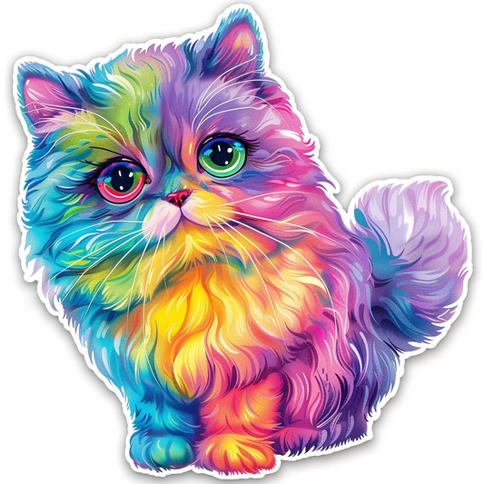 Sticker of a Persian Cat Expressive surreal Vinyl Decal Sticker for Car, Laptop, Tumbler and more # F016404