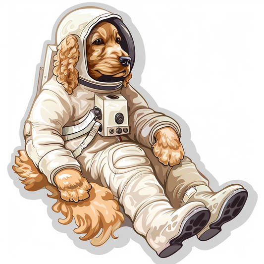 Cocker Spaniel Dog astronaut majestic Expressive surreal Vinyl Decal Sticker for Car, Laptop, Tumbler and more # F020237-4" x 4"
