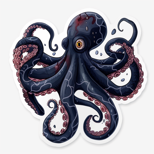 Sticker of a Octopus heartcore majestic Expressive surreal Vinyl Decal Sticker for Car, Laptop, Tumbler and more # F015692