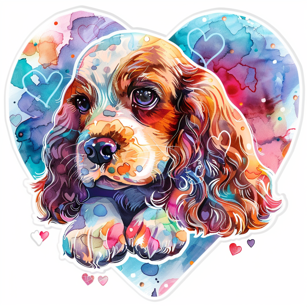 Cocker Spaniel Dog majestic Expressive surreal Vinyl Decal Sticker for Car, Laptop, Tumbler and more # F019940-4" x 4"