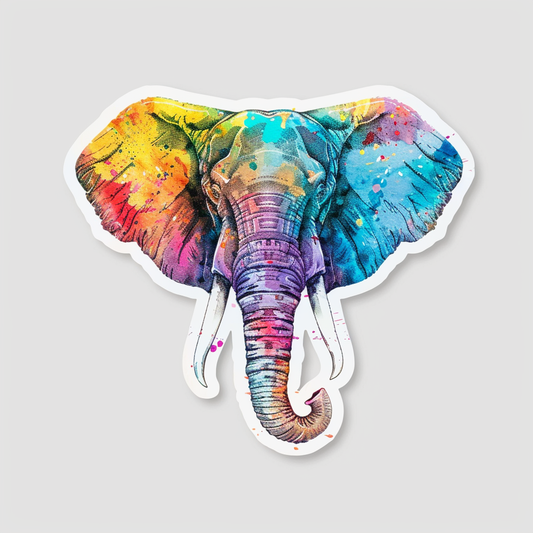 Elephant Expressive surreal Vinyl Decal Sticker for Car, Laptop, Tumbler and more # F022245-4" x 4"