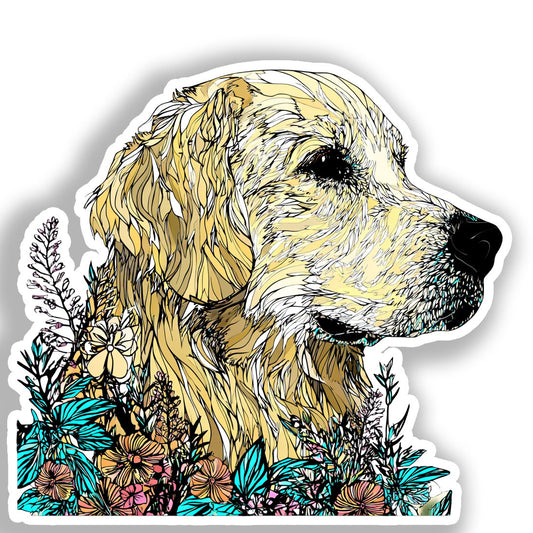 Golden Retriever Dog Vinyl Decal Sticker for Car, Laptop, Tumbler and more # A019539-4" x 4"