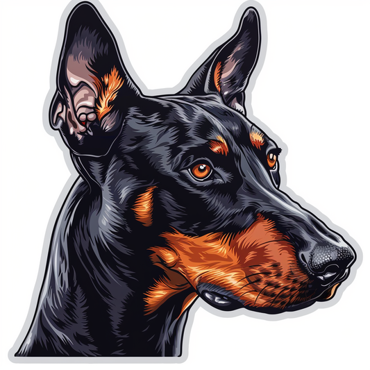 Sticker of a Doberman Pinscher Dog majestic Expressive surreal Vinyl Decal Sticker for Car, Laptop, Tumbler and more # F019219