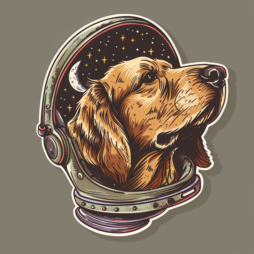 Golden Retriever Dog astronaut Vinyl Decal Sticker for Car, Laptop, Tumbler and more # F010517