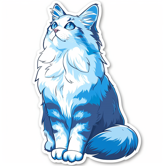 Adorable Turkish Angora Cat  Vinyl Decal Sticker for Car, Laptop, Tumbler and more # F020820-4" x 4"
