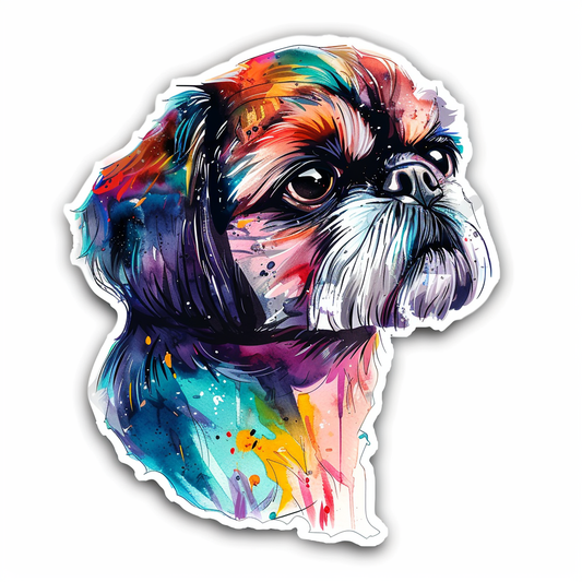 Adorable Shih Tzu Dog Expressive surreal Vinyl Decal Sticker for Car, Laptop, Tumbler and more # F018517
