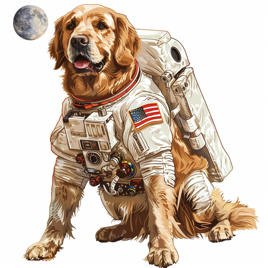 Golden Retriever Dog astronaut Vinyl Decal Sticker for Car, Laptop, Tumbler and more # F010473