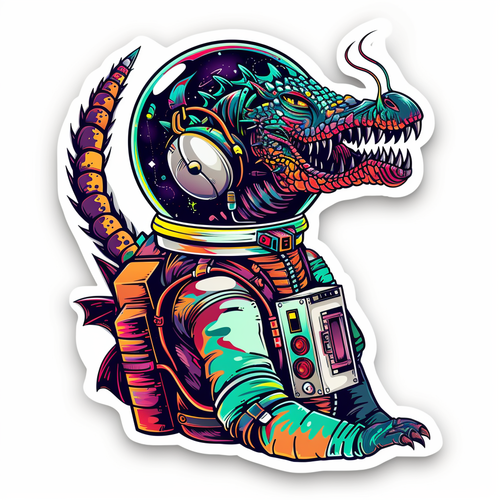 Sticker of a Dragon astronaut majestic Expressive surreal Vinyl Decal Sticker for Car, Laptop, Tumbler and more # F019141