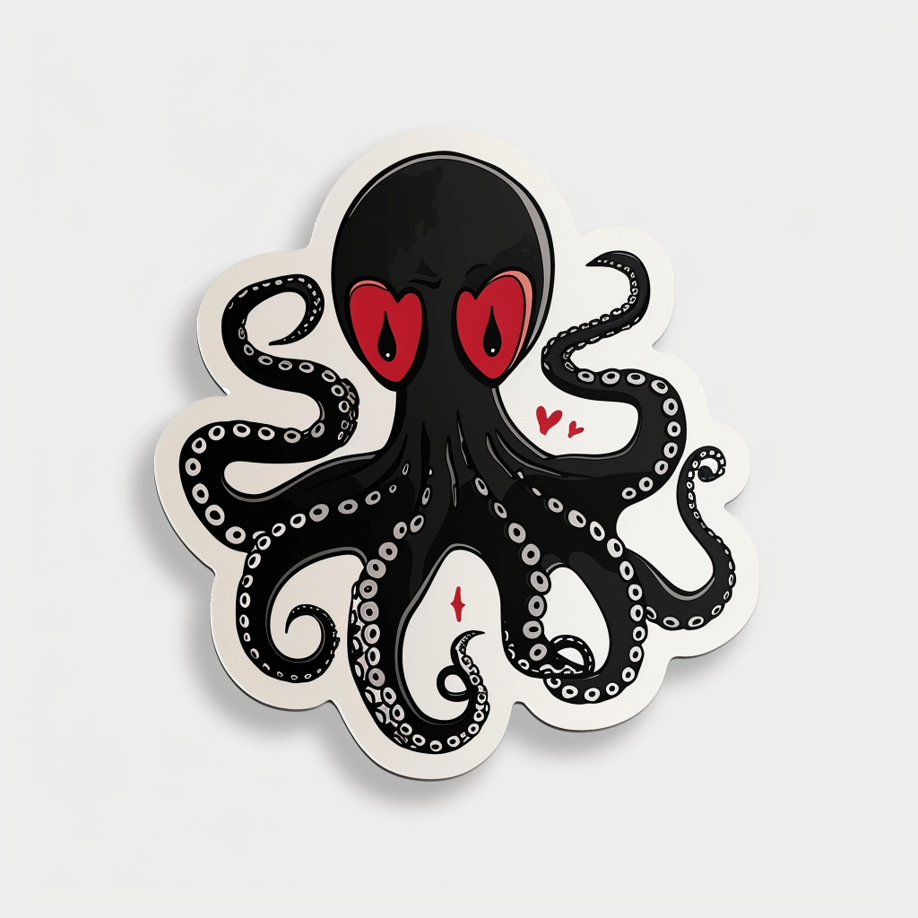 Sticker of a Octopus heartcore majestic Expressive surreal Vinyl Decal Sticker for Car, Laptop, Tumbler and more # F015726