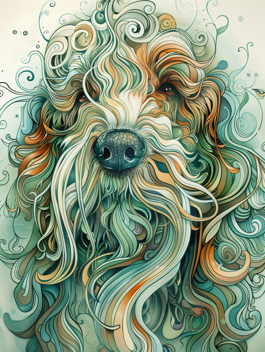 Poster of Goldendoodle dog Expressive surreal Poster # F024278