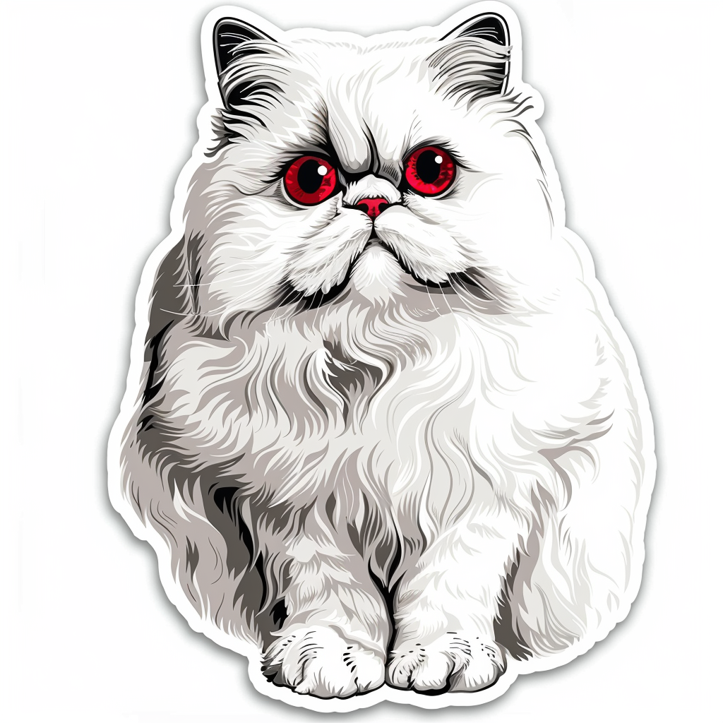 Persian Cat Expressive surreal Vinyl Decal Sticker for Car, Laptop, Tumbler and more # F016057