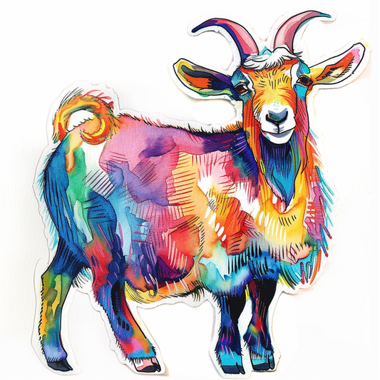 Goat majestic Expressive surreal Vinyl Decal Sticker for Car, Laptop, Tumbler and more # F020417-4" x 4"