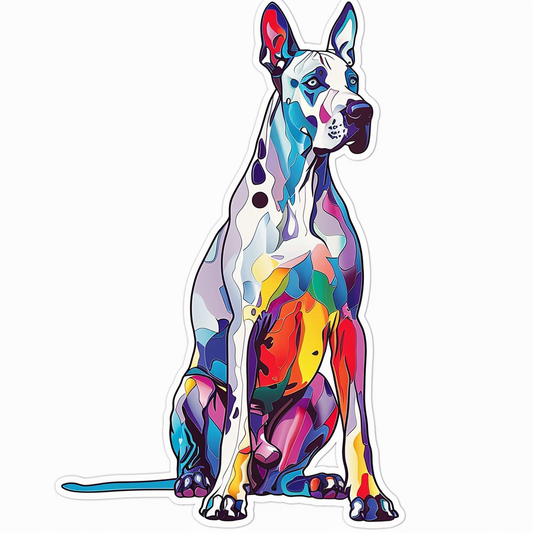 Adorable Great Dane Dog Expressive surreal Vinyl Decal Sticker for Car, Laptop, Tumbler and more # F017893