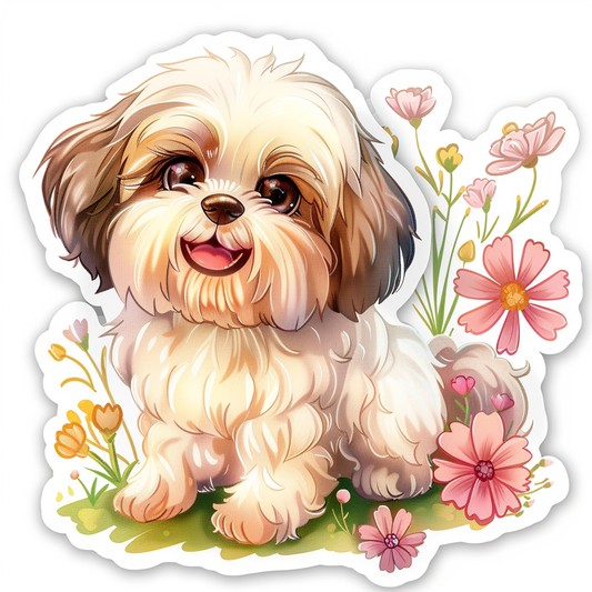 Adorable Shih Tzu Dog Expressive surreal Vinyl Decal Sticker for Car, Laptop, Tumbler and more # F018193