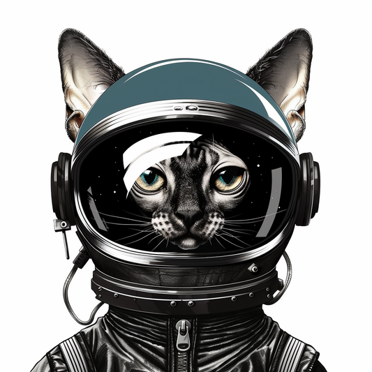 Adorable Cornish Rex Cat Expressive surreal Vinyl Decal Sticker for Car, Laptop, Tumbler and more # F021444-4" x 4"