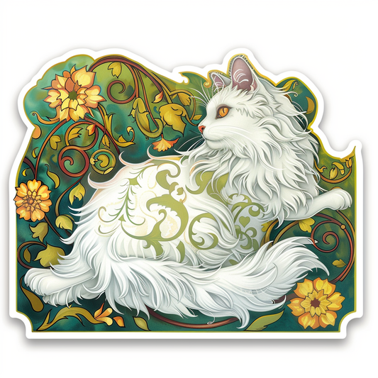 Adorable Turkish Angora Cat  Vinyl Decal Sticker for Car, Laptop, Tumbler and more # F020935-4" x 4"