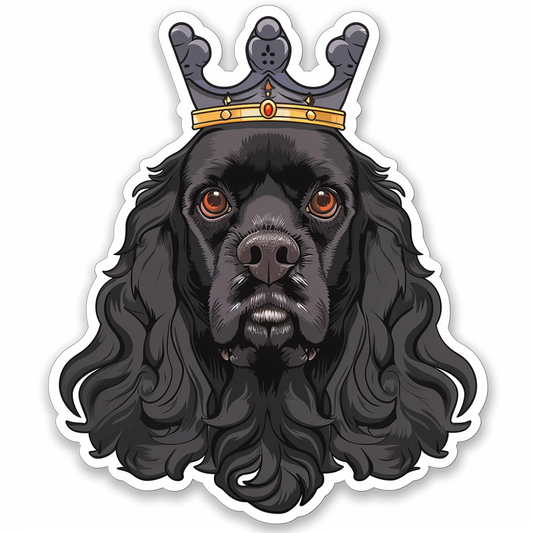 Cocker Spaniel Dog crowned majestic Expressive surreal Vinyl Decal Sticker for Car, Laptop, Tumbler and more # F020041-4" x 4"