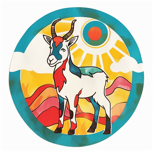 Goat majestic Expressive surreal Vinyl Decal Sticker for Car, Laptop, Tumbler and more # F020592-4" x 4"