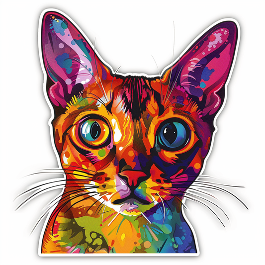 Abyssinian Cat astronaut majestic Expressive surreal Vinyl Decal Sticker for Car, Laptop, Tumbler and more # F021089-4" x 4"