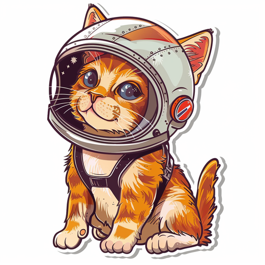 Abyssinian Cat astronaut majestic Expressive surreal Vinyl Decal Sticker for Car, Laptop, Tumbler and more # F021301-4" x 4"