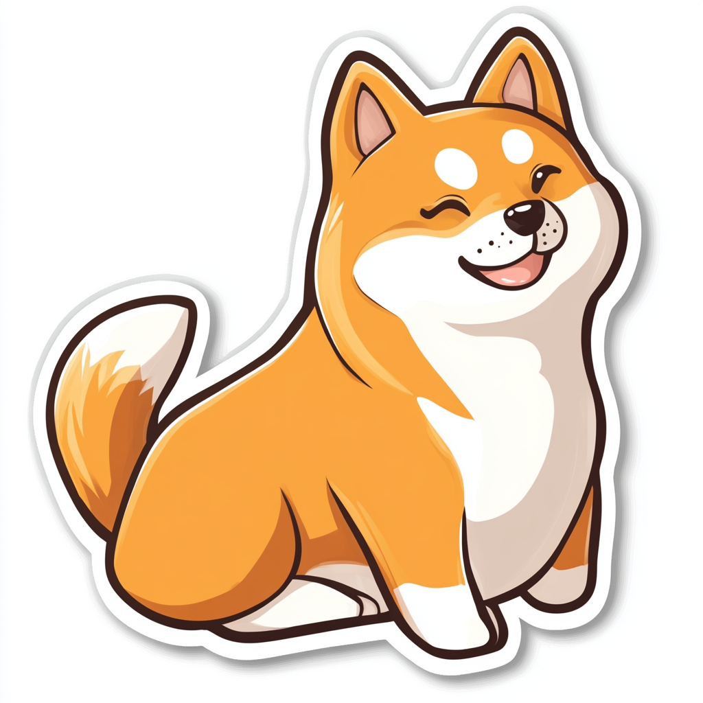 Shiba Inu sticker cartoon style Expressive surreal Vinyl Decal Sticker for Car, Laptop, Tumbler and more # F025840