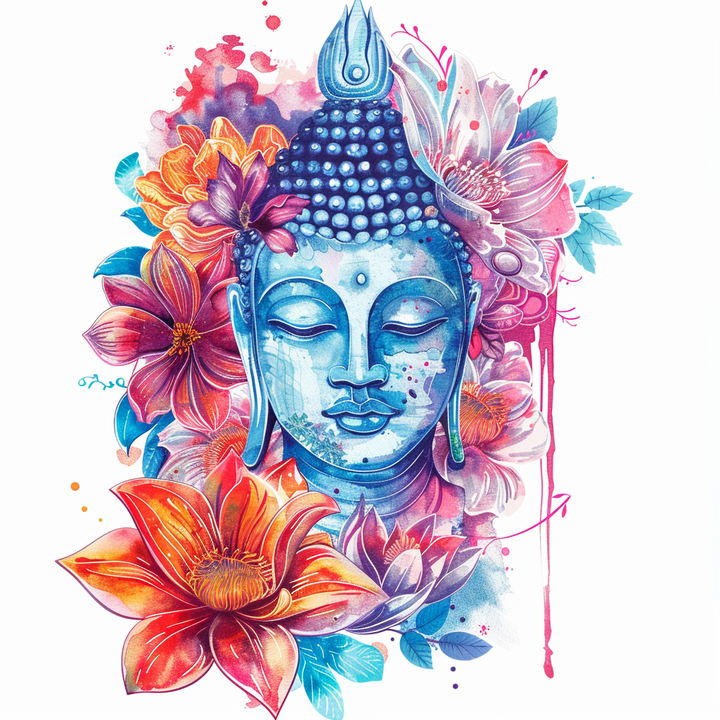 Buddha cartoon majestic Expressive surreal Vinyl Decal Sticker for Car, Laptop, Tumbler and more # F016962