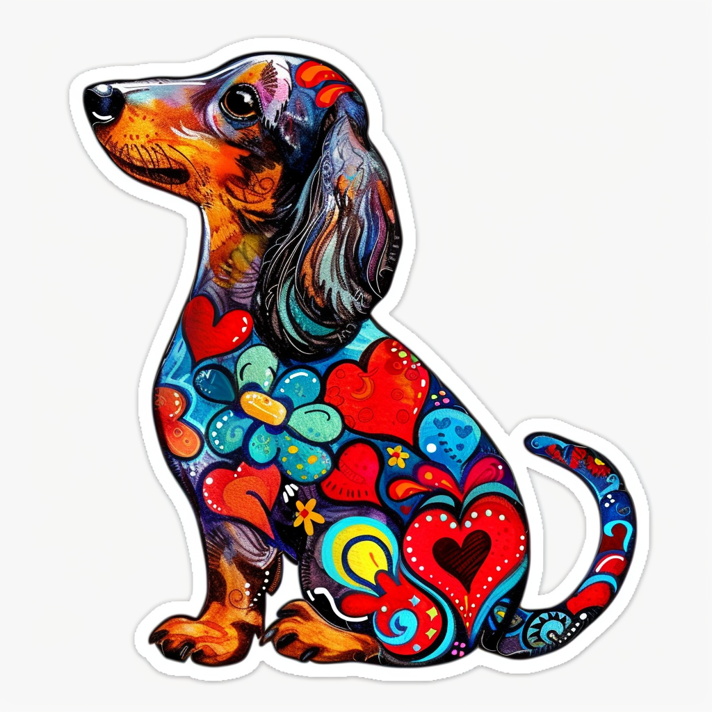 Dachshund Dog Heartcore Vinyl Decal Sticker for Car, Laptop, Tumbler and more # F012854