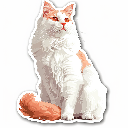 Adorable Turkish Angora Cat  Vinyl Decal Sticker for Car, Laptop, Tumbler and more # F020859-4" x 4"