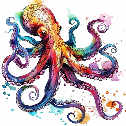 Octopus heartcore majestic Expressive surreal Vinyl Decal Sticker for Car, Laptop, Tumbler and more # F015486-18" x 18