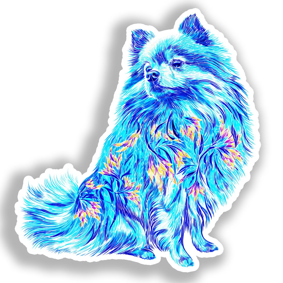 Pomeranian Dog Vinyl Decal Sticker for Car, Laptop, Tumbler and more # A017418-4" x 4"
