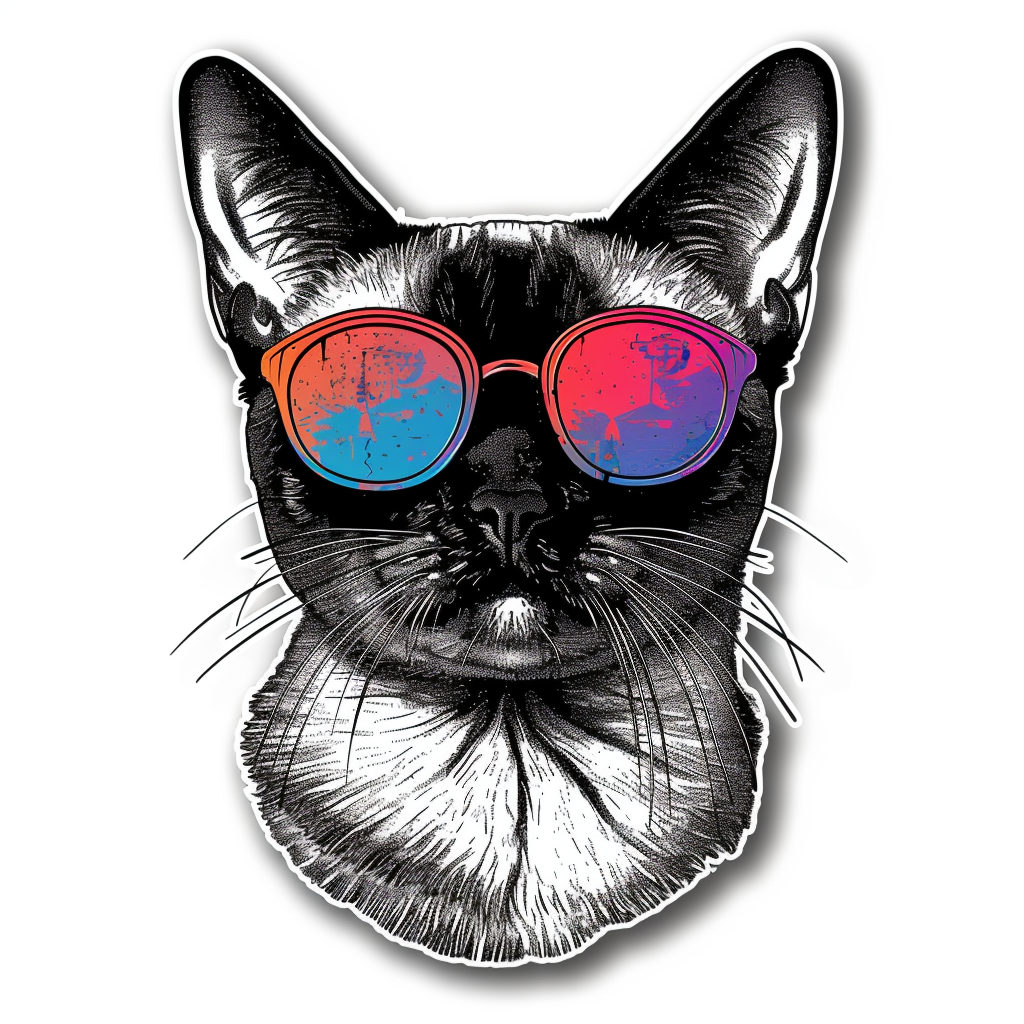 Burmese Cat wearing sunglasses Vinyl Decal Sticker for Car, Laptop, Tumbler and more # F010968
