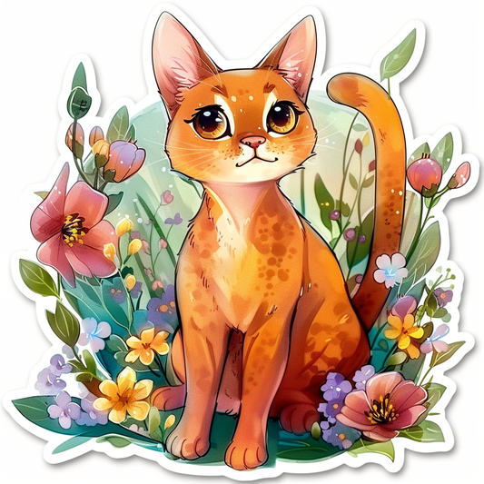 Abyssinian Cat astronaut majestic Expressive surreal Vinyl Decal Sticker for Car, Laptop, Tumbler and more # F021284-4" x 4"