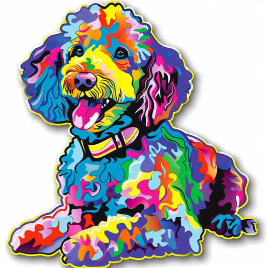 Poodle dog modern neon graffiti Vinyl Decal Sticker for Car, Laptop, Tumbler and more # F012231